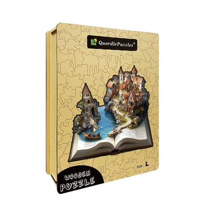 3D pobrežná dedina drevené puzzle