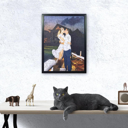 Prispôsobené fotografie drevené puzzle šťastnej rodiny