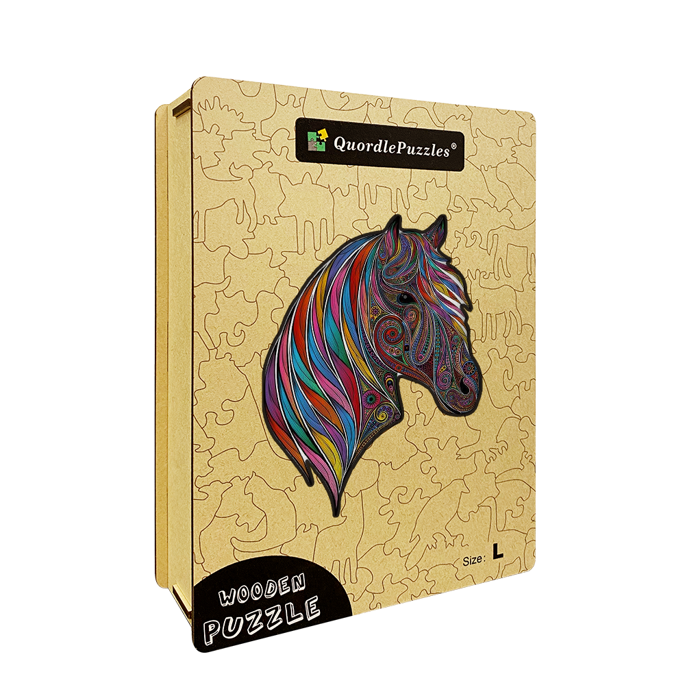 Farebné puzzle s konskou hlavou