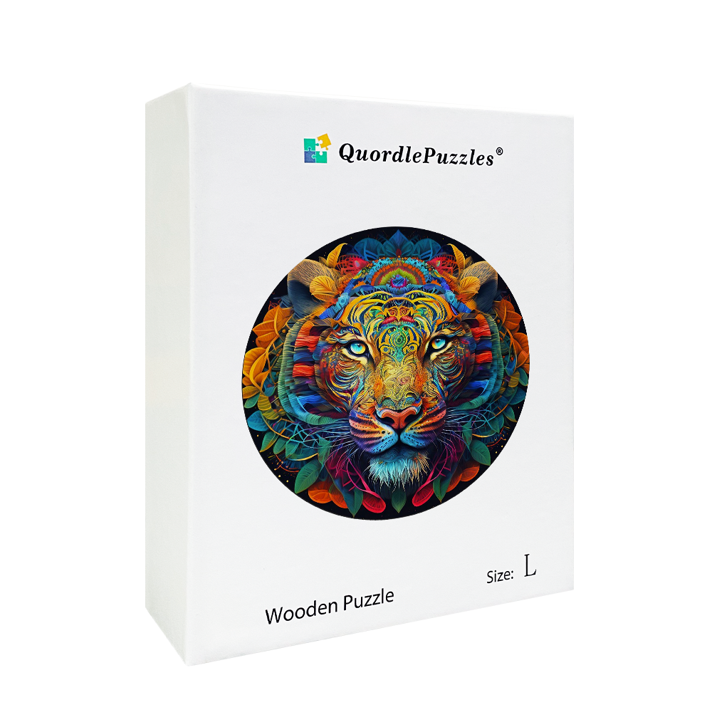 Drevená skladačka snow leopard mandala