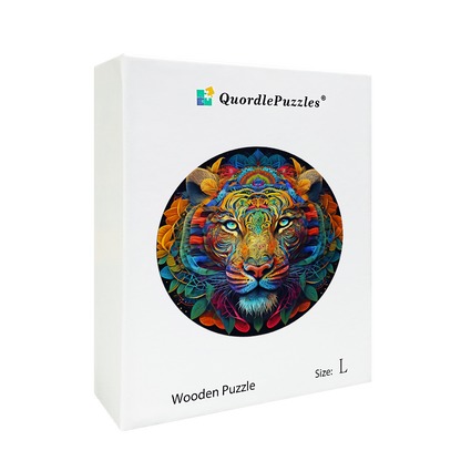 Drevená skladačka snow leopard mandala