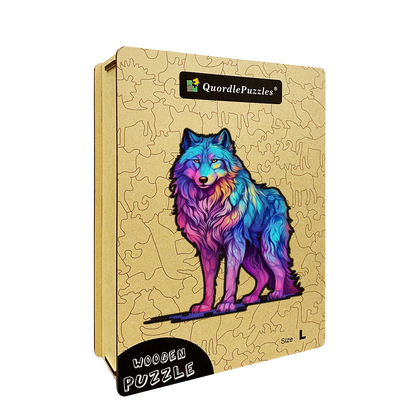 Majestátna drevená skladačka rainbow wolf