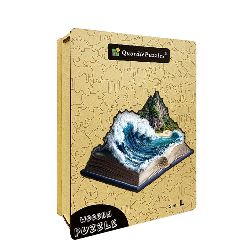 3D oceánska vlna drevené puzzle