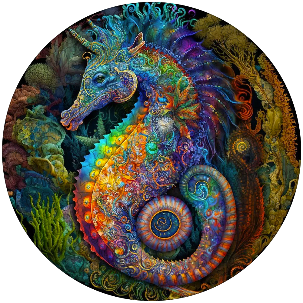 Drevená skladačka mandala morský koník