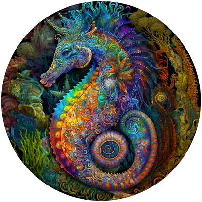 Drevená skladačka mandala morský koník