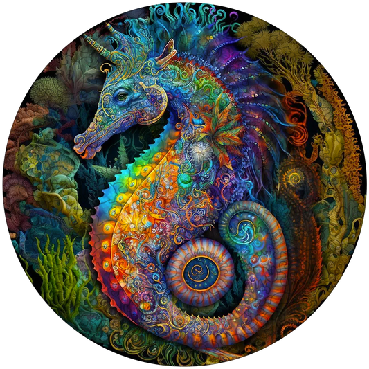 Drevená skladačka mandala morský koník