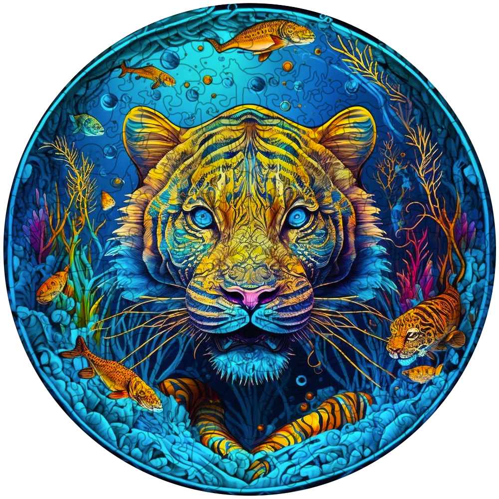 Psychedelická drevená skladačka tiger