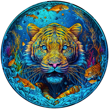 Psychedelická drevená skladačka tiger