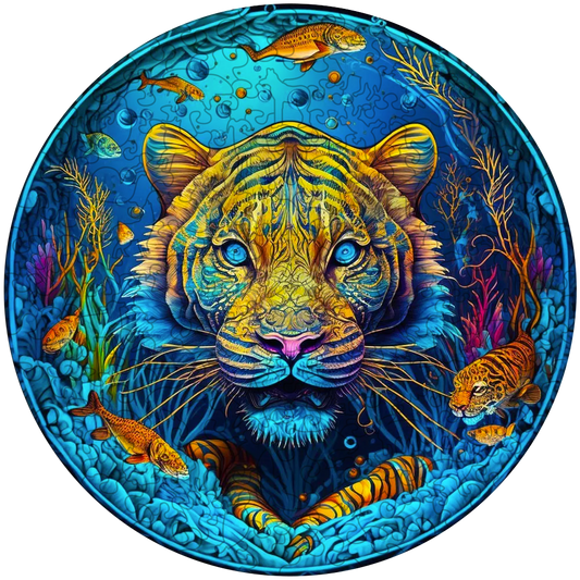 Psychedelická drevená skladačka tiger
