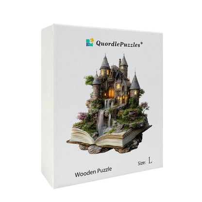 3D hrad pri vodopáde drevené puzzle