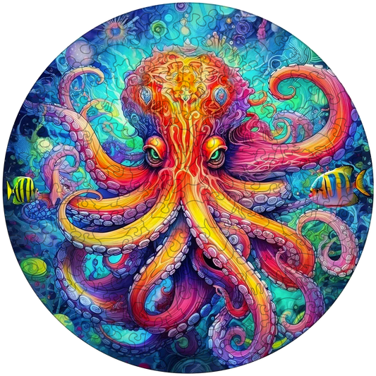 Octopus vibrant drevené puzzle