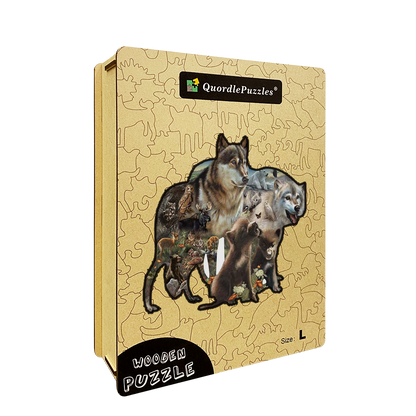 Drevená skladačka wolf pack
