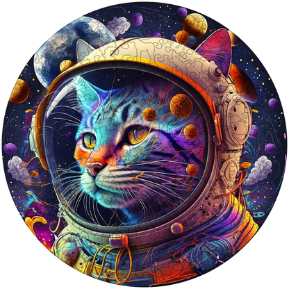 Drevená skladačka space cat roztomilé mačiatka
