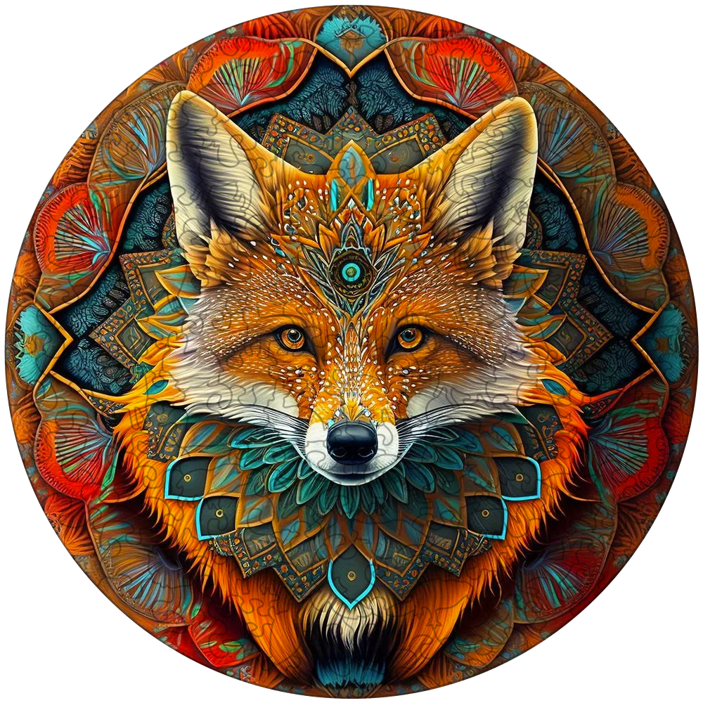 Fox etnické drevené puzzle