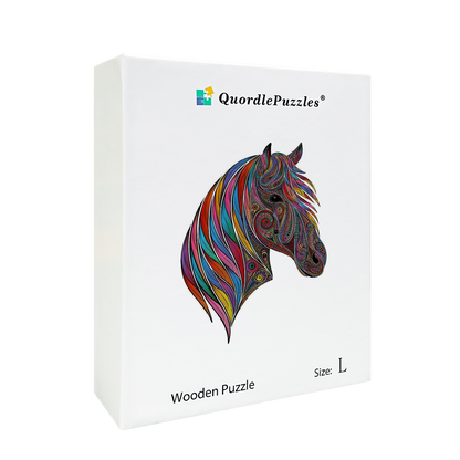 Farebné puzzle s konskou hlavou