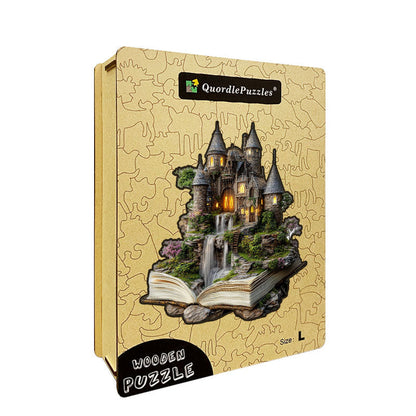 3D hrad pri vodopáde drevené puzzle