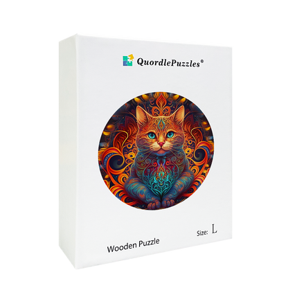 Mandala mačka - pán ohňa drevená skladačka