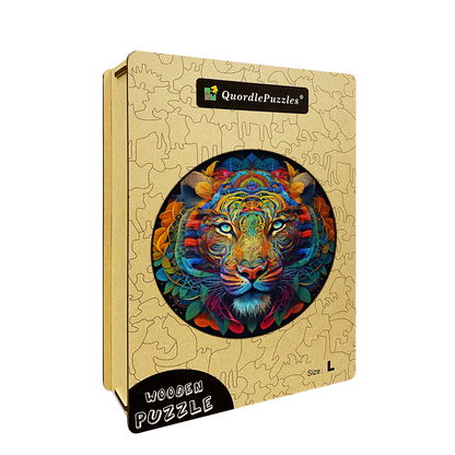Drevená skladačka snow leopard mandala