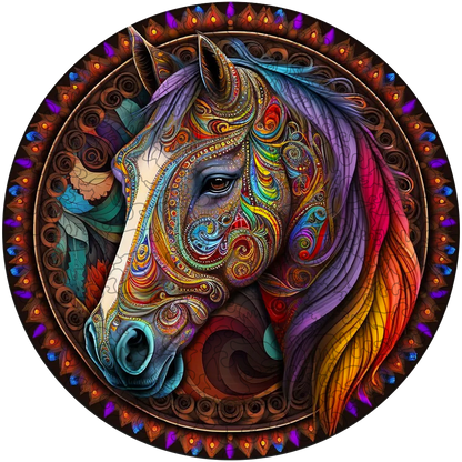 Drevené puzzle kôň mandala