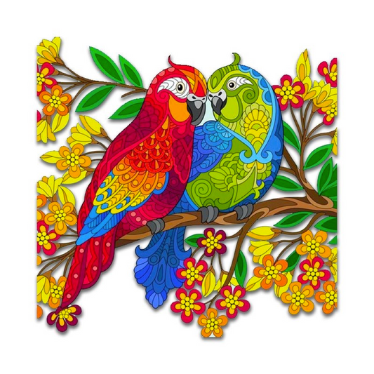 Farebné papagájové puzzle