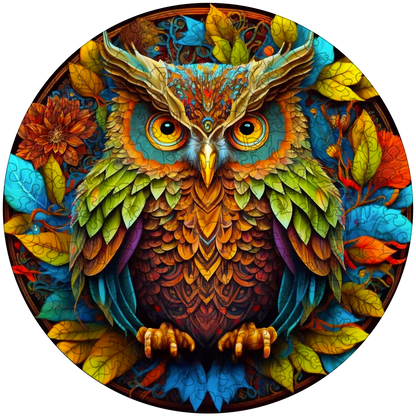 Drevené puzzle sova mandala