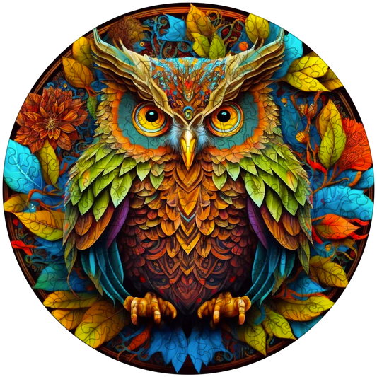 Drevené puzzle sova mandala