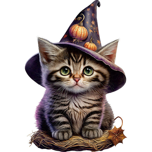 Roztomilé mačiatko a halloweenska tekvica