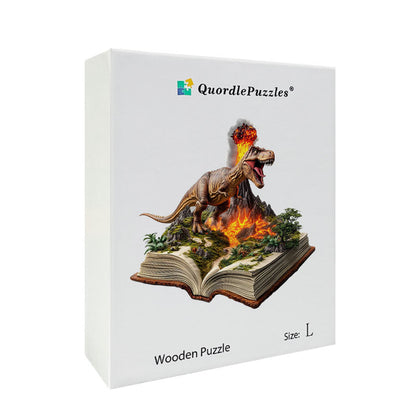 3D jurský vulkán drevené puzzle