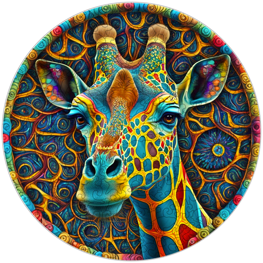 Drevená skladačka psychedelická žirafa