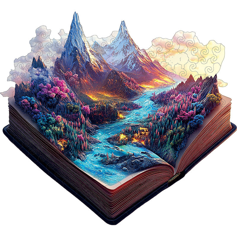 3D čarovná hora kniha drevené puzzle