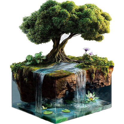 3D pokojný vodopád ostrov drevené puzzle