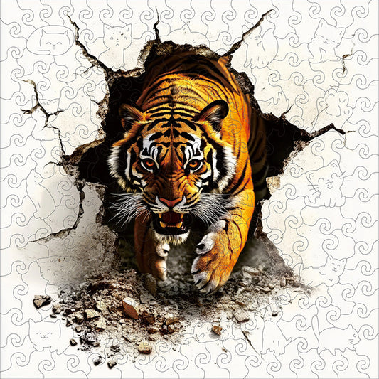 3D revúci tiger výbuch drevené puzzle