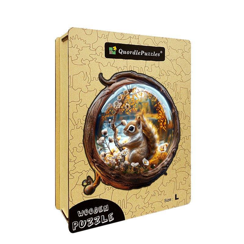 Drevené Puzzle Veverička v Zlatom Jeseň