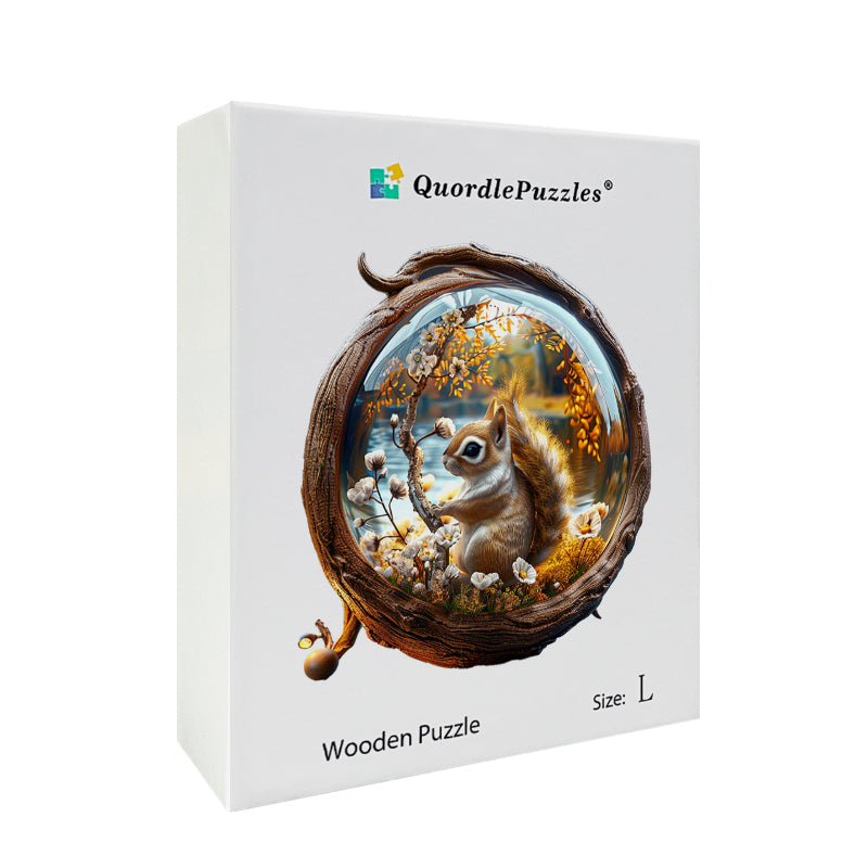 Drevené Puzzle Veverička v Zlatom Jeseň