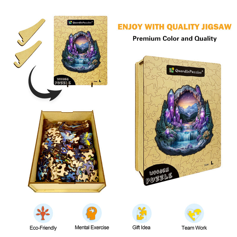 Drevené Puzzle Kryštálová Jaskyňa s Vodopádom