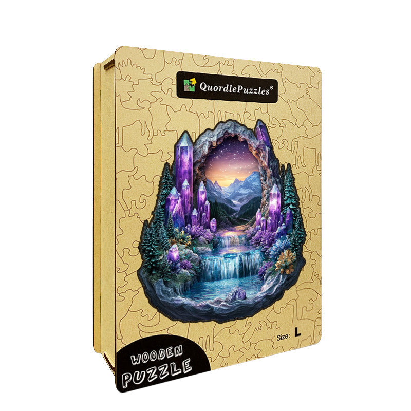 Drevené Puzzle Kryštálová Jaskyňa s Vodopádom