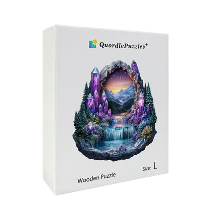 Drevené Puzzle Kryštálová Jaskyňa s Vodopádom