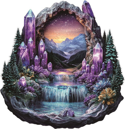 Drevené Puzzle Kryštálová Jaskyňa s Vodopádom