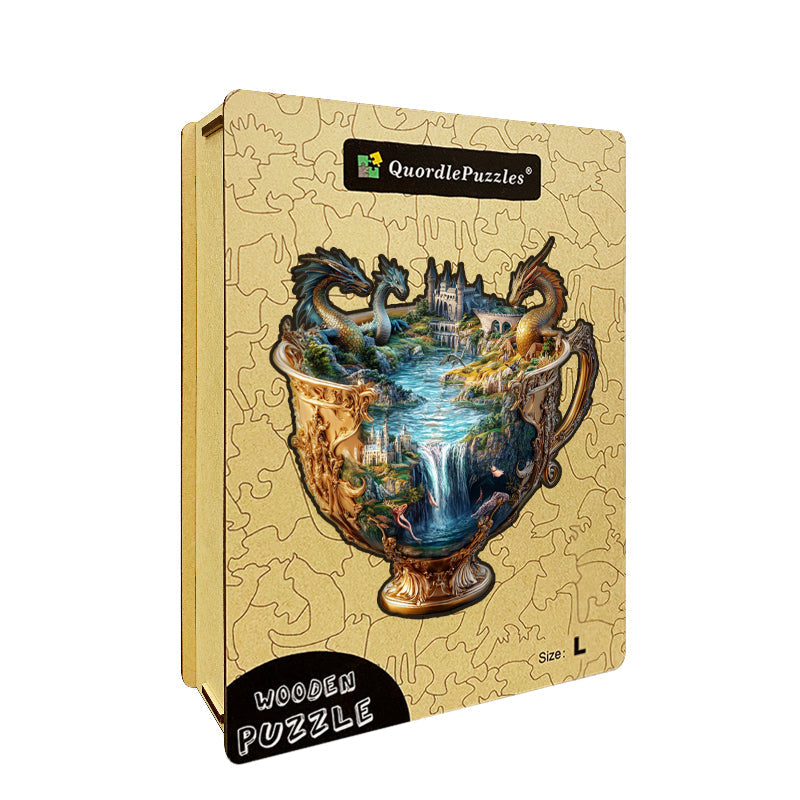 Drevené Puzzle Draci nad Hradnými Vodopádmi