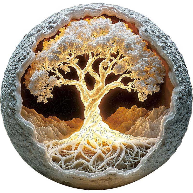 3D Drewniane Puzzle Smok o Zachodzie Słońca