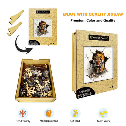 3D revúci tiger výbuch drevené puzzle