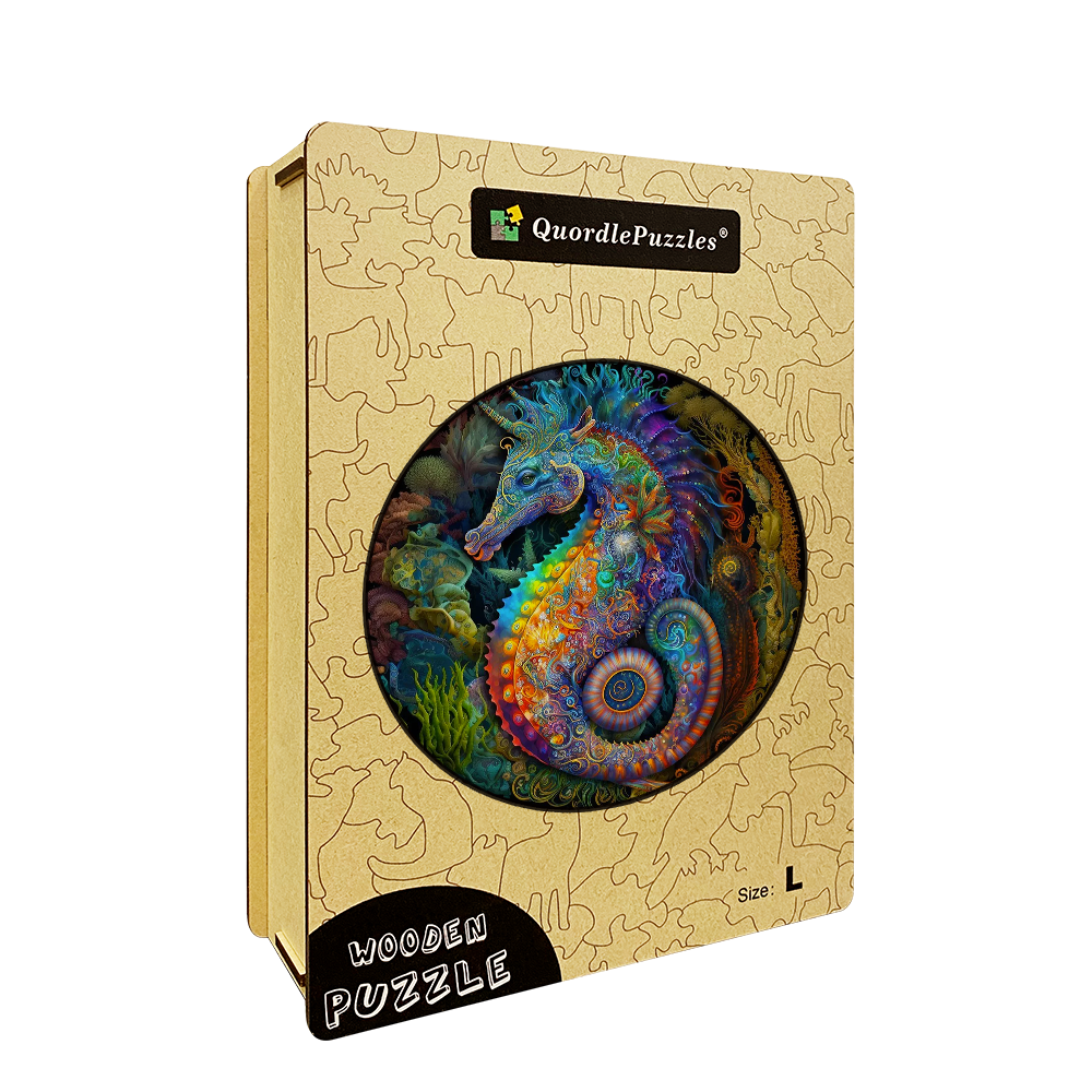 Drevená skladačka mandala morský koník