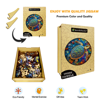 Drevené puzzle morská korytnačka akvarel