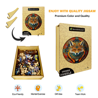 Fox etnické drevené puzzle