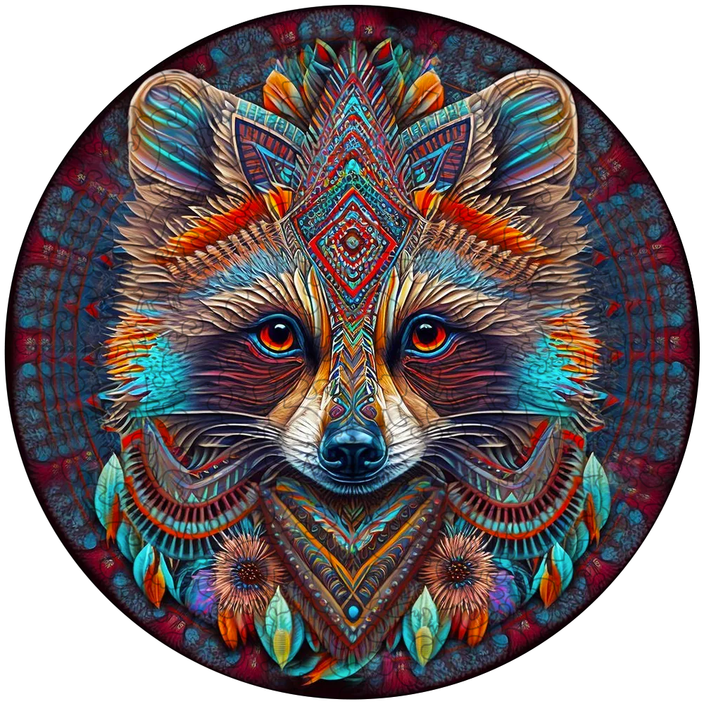 Drevená skladačka mandala mýval