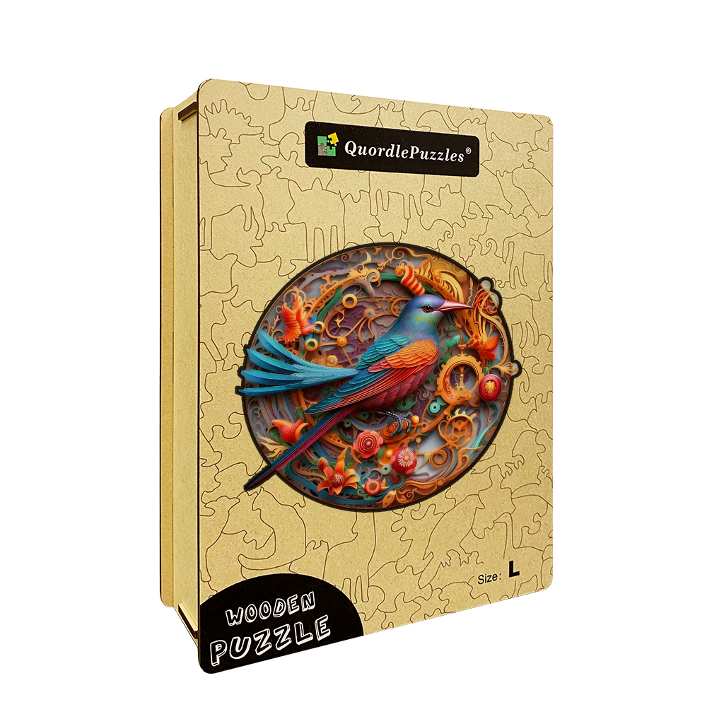 Drevené puzzle vtáčik a kvet 2