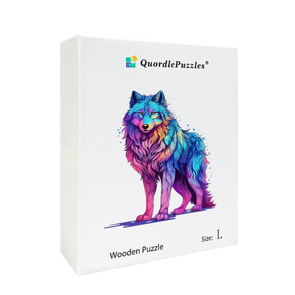 Majestátna drevená skladačka rainbow wolf