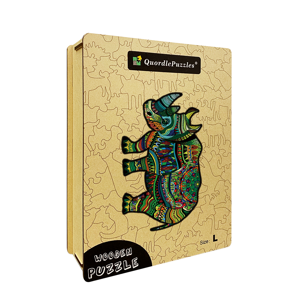 Puzzle so zeleným nosorožcom