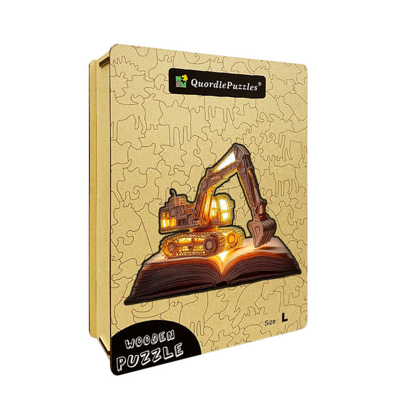 3D bager na knihe drevené puzzle