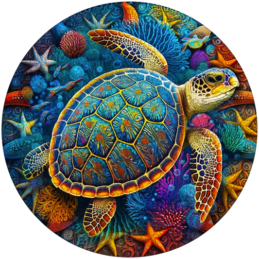 Drevené puzzle morská korytnačka akvarel